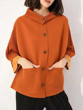 Textured Pleated Buttoned Jacket